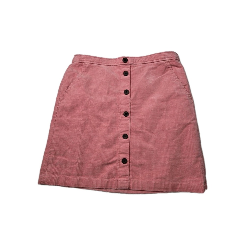 J. Crew Mini Skirt Size 4 Coral Pink Corduroy Pockets Button Accent A-Line Y2K